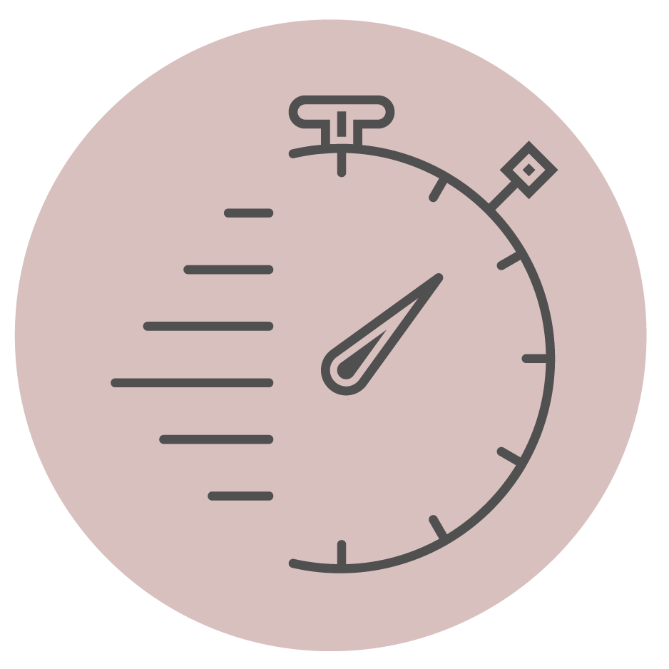 icon of a stop watch with horizontal lines coming off the left side indicating movement/speed.